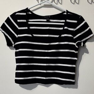 NWOT Black and White Striped Women's Crop Top